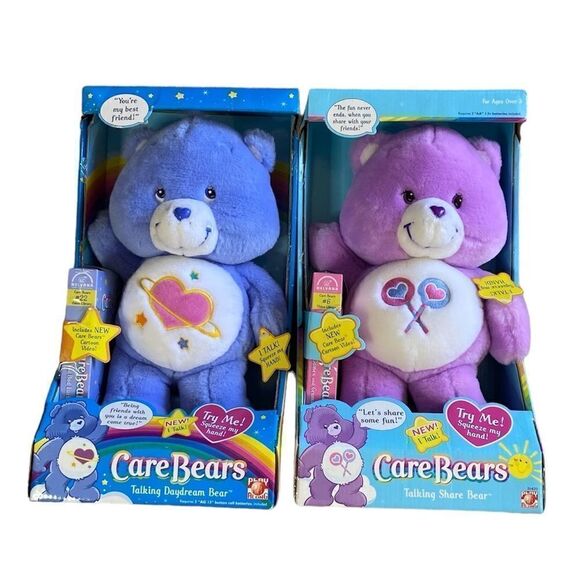 Nwt Vtg 2003 Care Bears Stuffed Purple Toy Bear + Cartoon Video Plush Animal - Picture 2 of 6